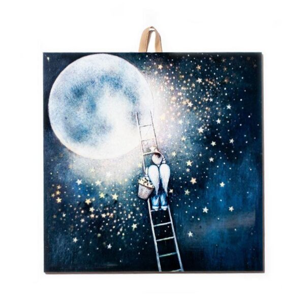 Among the Stars - Handcrafted Ceramic Tile, Inspirational Home Decor, Unique Gift for Dreamers #T-18 product image 1