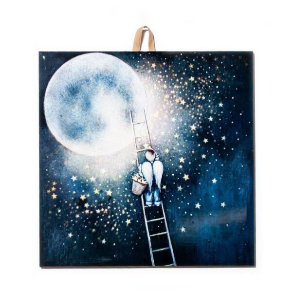 Among the Stars - Handcrafted Ceramic Tile, Inspirational Home Decor, Unique Gift for Dreamers #T-18 product image 1