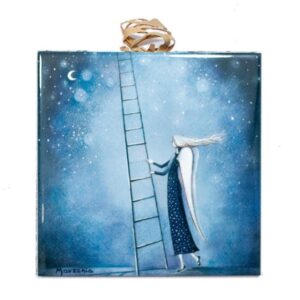 Angel with Ladder Ceramic Tile - Handcrafted Inspirational Home Decor, Perfect Gift for Special Occasions #N-02 product image 1