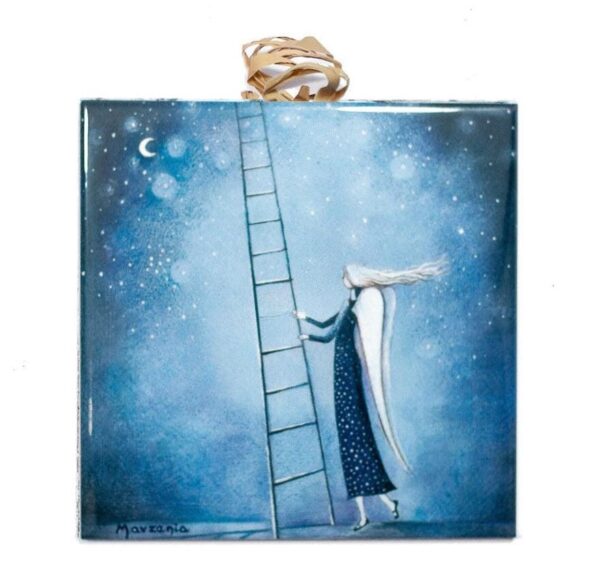 Angel with Ladder Ceramic Tile - Handcrafted Inspirational Home Decor, Perfect Gift for Special Occasions #N-02 product image 1
