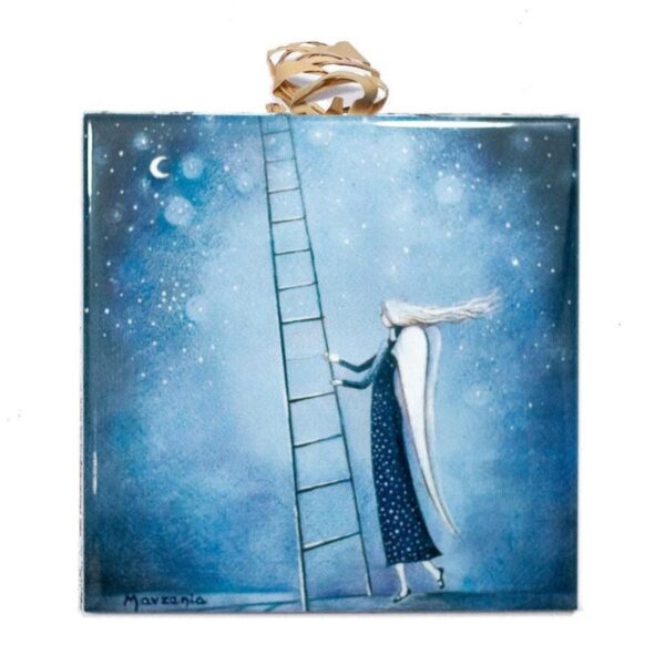 Angel with Ladder Ceramic Tile - Handcrafted Inspirational Home Decor, Perfect Gift for Special Occasions #N-02 product image 1