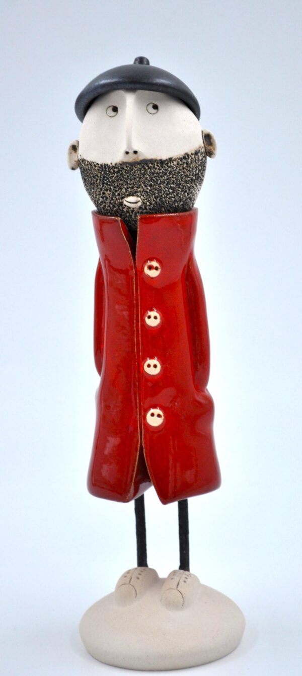 Bearded Man in Red Coat Figurine – Handcrafted Ceramic, Perfect Gift for Unique Home Décor or Collectors product image 1