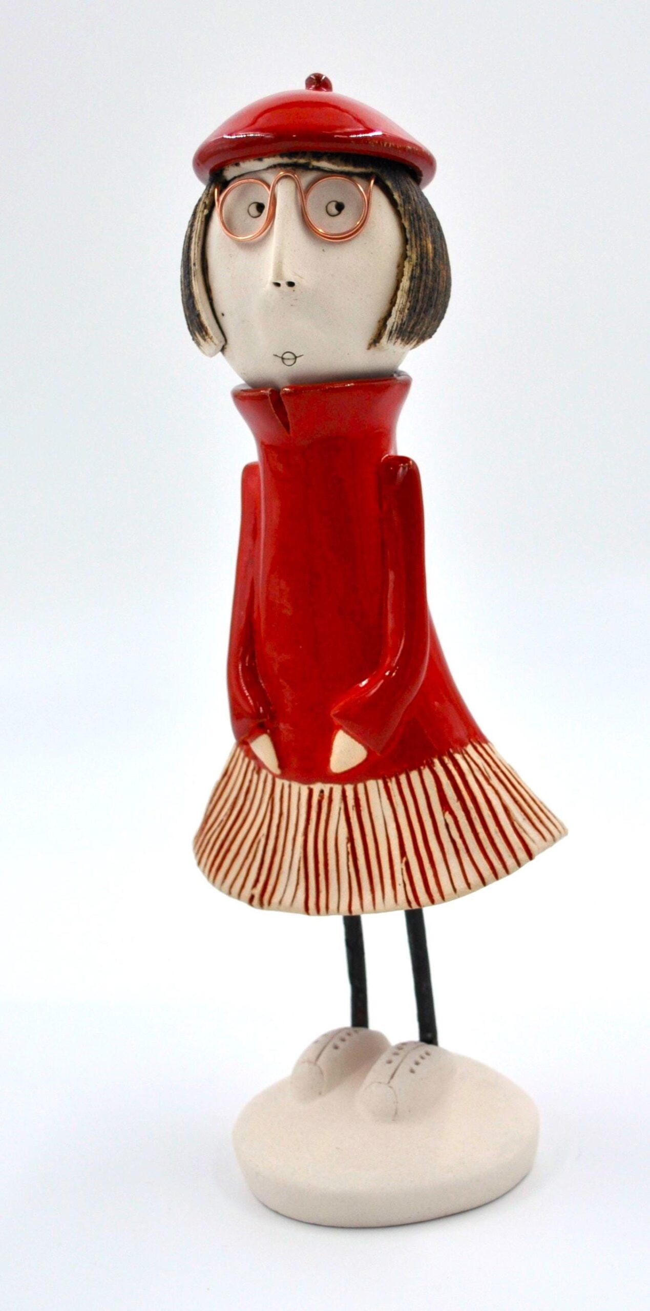 Charming Woman in Beret Figurine – Handcrafted Ceramic, Perfect Gift for Art Lovers or Unique Décor product image 1