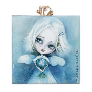 Forget-Me-Not Angel Ceramic Tile - Handcrafted Home Decor, Perfect Gift for Special Occasions #W-02 product image 1