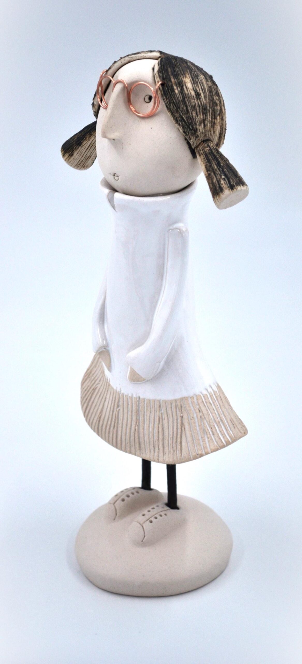 Girl with Pigtails and Glasses Figurine – Handcrafted Ceramic, Perfect Gift for Quirky Décor or Collectors product image 5