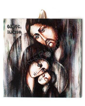 Graceful Holy Family Art Print - Jesus, Mary, and Joseph Religious Icon #I06 6"x6" product image 1