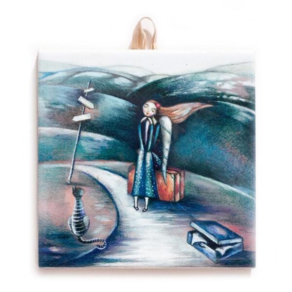 Halfway There - Handcrafted Ceramic Tile, Unique Home Decor, Inspirational Gift for Travelers#N-21 product image 1