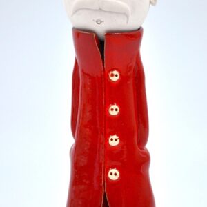 Handcrafted Ceramic Man in Red/White Coat – Unique, Quirky Home Decor – Perfect Gift for Art Lovers & Collectors! product image 1