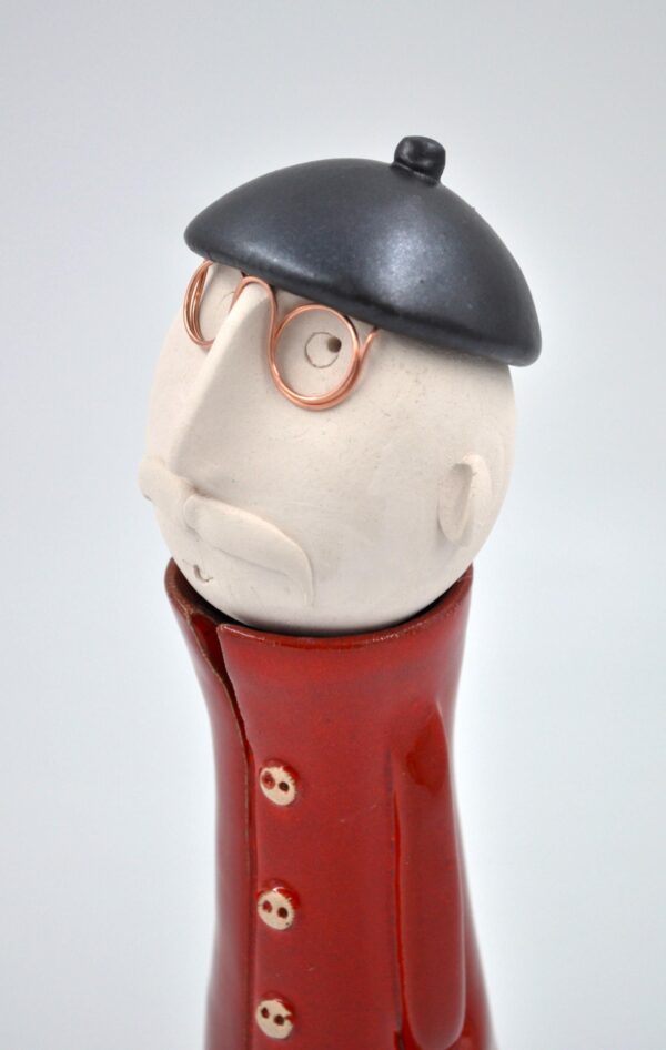 Handcrafted Ceramic Man in Red/White Coat – Unique, Quirky Home Decor – Perfect Gift for Art Lovers & Collectors! product image 3