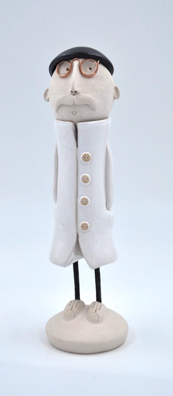 Handcrafted Ceramic Man in Red/White Coat – Unique, Quirky Home Decor – Perfect Gift for Art Lovers & Collectors! product image 4