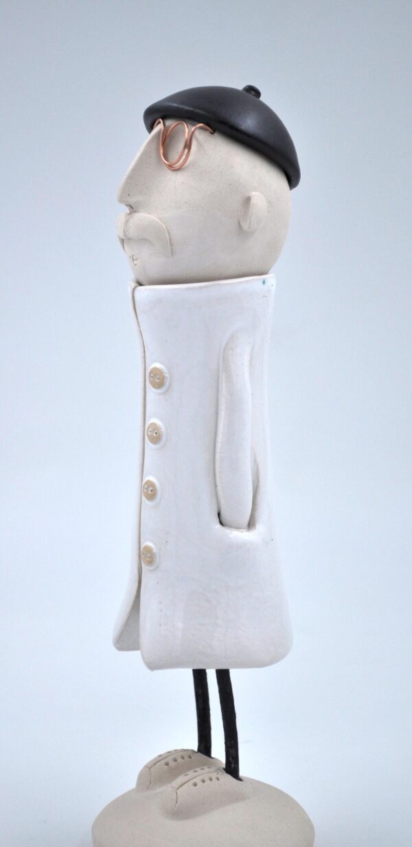Handcrafted Ceramic Man in Red/White Coat – Unique, Quirky Home Decor – Perfect Gift for Art Lovers & Collectors! product image 5
