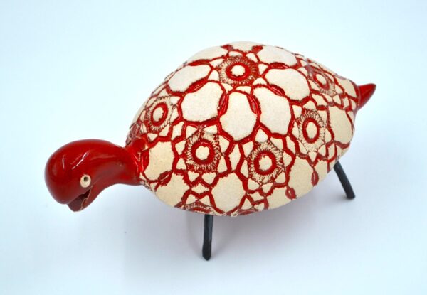 Handcrafted Ceramic Turtle with Intricate Red Pattern – Unique Animal Decor – Perfect Gift for Nature Lovers & Collectors! product image 1