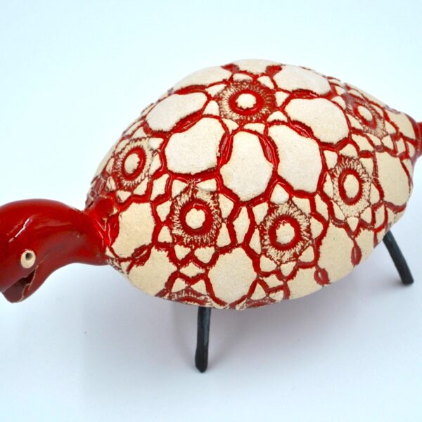 Handcrafted Ceramic Turtle with Intricate Red Pattern – Unique Animal Decor – Perfect Gift for Nature Lovers & Collectors! product image 1