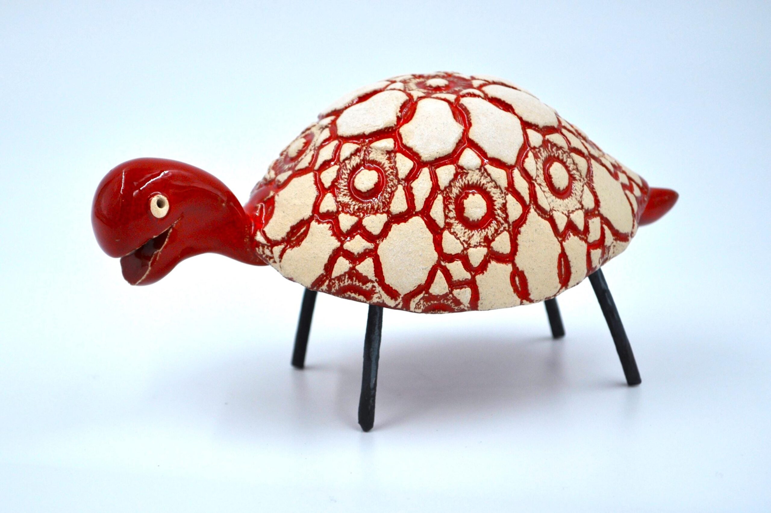 Handcrafted Ceramic Turtle with Intricate Red Pattern – Unique Animal Decor – Perfect Gift for Nature Lovers & Collectors! product image 2