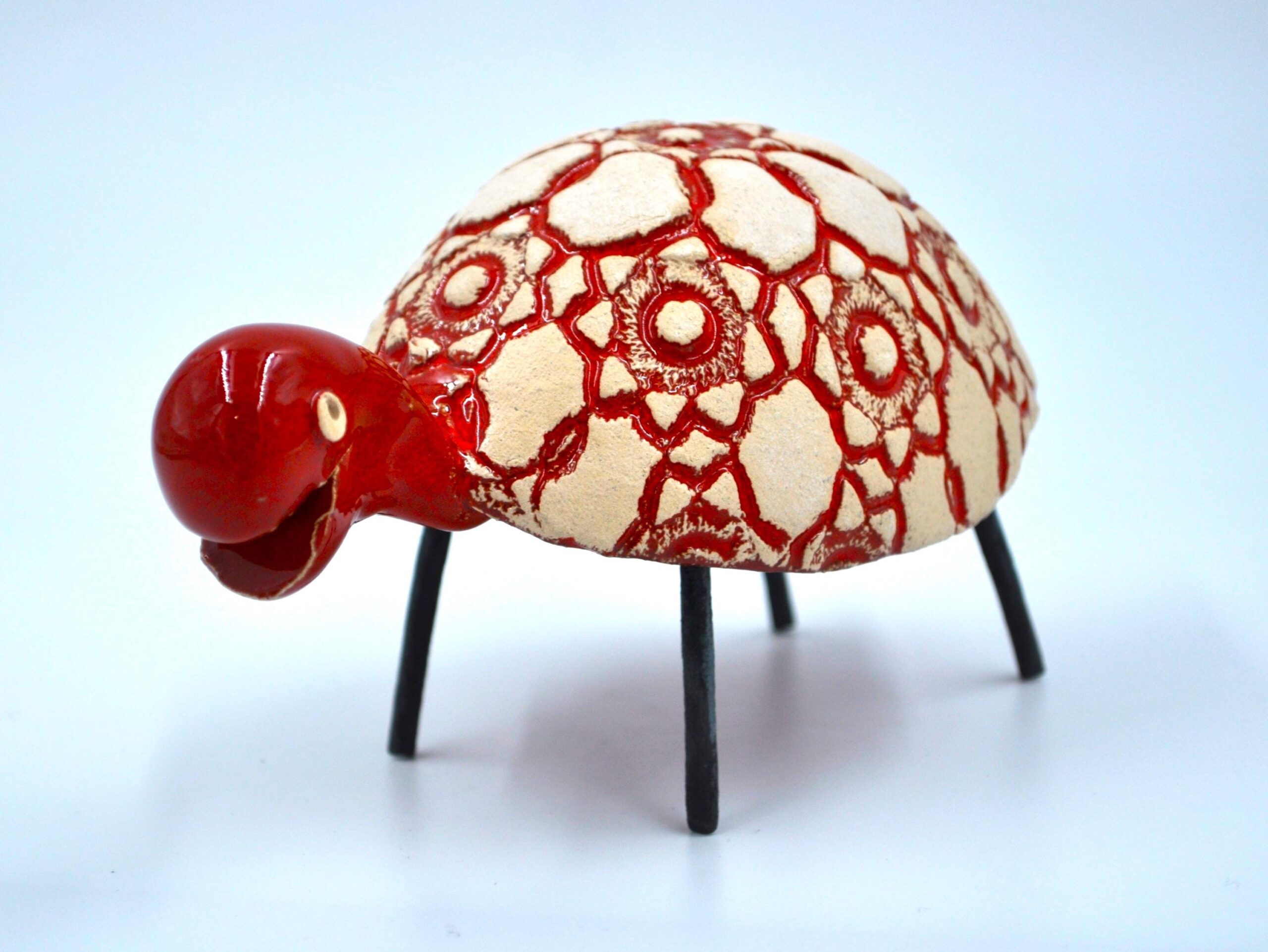 Handcrafted Ceramic Turtle with Intricate Red Pattern – Unique Animal Decor – Perfect Gift for Nature Lovers & Collectors! product image 3