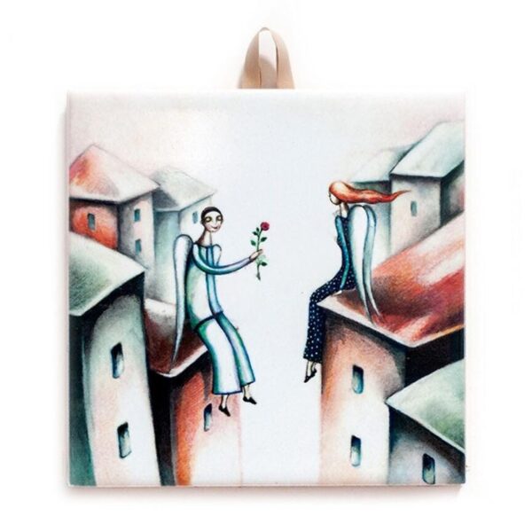 Happiness - Handcrafted Ceramic Tile, Elegant Home Decor, Perfect Gift for Special Moments #N-06 product image 1