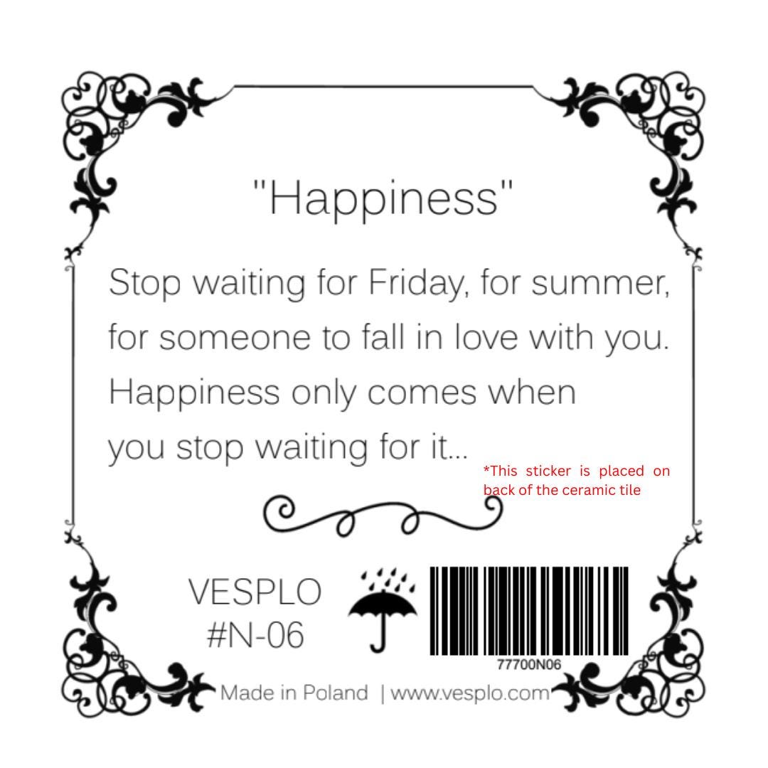 Happiness - Handcrafted Ceramic Tile, Elegant Home Decor, Perfect Gift for Special Moments #N-06 product image 5
