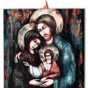 Holy Family Icon Art- Jesus, Mary, and Joseph Religious Artwork 6"x6'" #I-14 product image 1