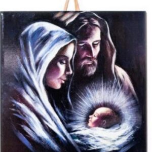 Holy Family Nativity Art Print - Mary, Joseph, and Baby Jesus Religious Artwork 6"x6" # I-34 product image 1