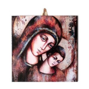 Holy Mother and Child Ceramic Tile Icon - Reverent Religious Decor 6"x6" #I-09 product image 1