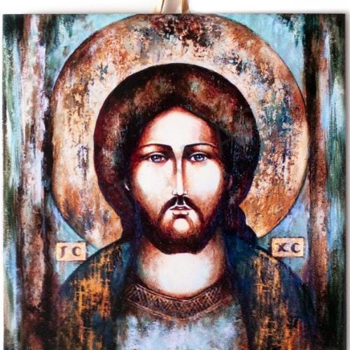 Jesus Christ Icon Art Print - Sacred Religious Artwork with Halo 6"x6" # I-08 product image 1