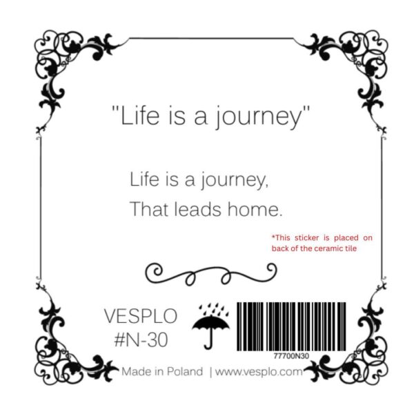 Life is a Journey - Handcrafted Ceramic Tile, Inspirational Home Decor, Perfect Gift for Special Occasions #N-30 product image 5