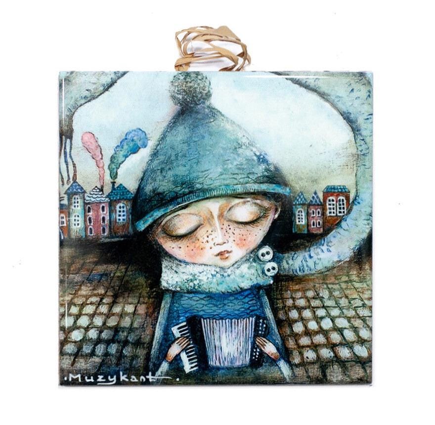 Musician - Handcrafted Ceramic Tile, Whimsical Home Decor, Unique Gift for Art Lovers #M-11 product image 1