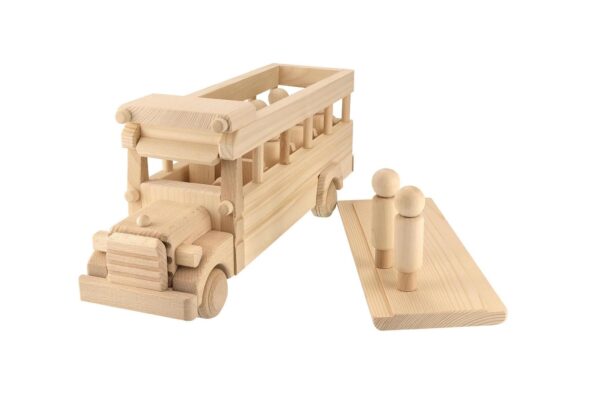 Vesplo School Bus Wooden Toy Set with 8 Figures, Pretend Play, Classic Toys for Kids, Solid Wood Prepared for Paint product image 1