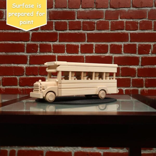 Vesplo School Bus Wooden Toy Set with 8 Figures, Pretend Play, Classic Toys for Kids, Solid Wood Prepared for Paint product image 4