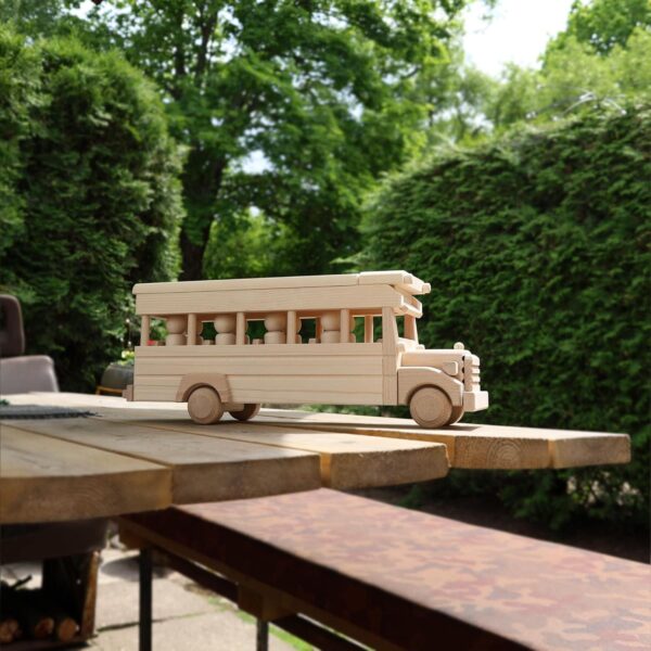 Vesplo School Bus Wooden Toy Set with 8 Figures, Pretend Play, Classic Toys for Kids, Solid Wood Prepared for Paint product image 5