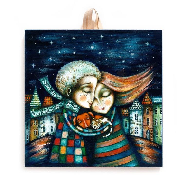 With the Heart - Family Embrace Ceramic Tile, Handcrafted Home Decor, Heartwarming Gift for Special Occasions #O-08 product image 1