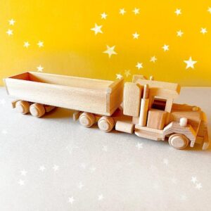Wooden American-Style Semi Truck | 100% Natural Beechwood | Eco-Friendly Montessori Toy | Made in Europe product image 1