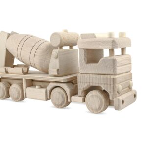 Wooden Cement Truck, Realistic Cement Mixer 11.8", Unfinished Wooden Cars, Wooden Toys for Paint, Wooden Toys Handmade in EU No. 64 |Vesplo product image 1