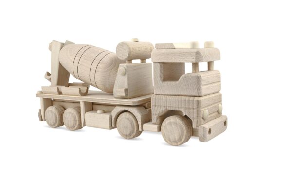 Wooden Cement Truck, Realistic Cement Mixer 11.8", Unfinished Wooden Cars, Wooden Toys for Paint, Wooden Toys Handmade in EU No. 64 |Vesplo product image 1