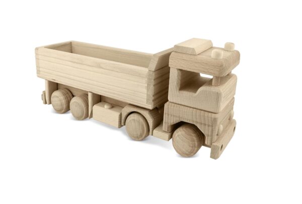 Wooden Dump Truck, Sturdy Solid Wood Toy, Unpainted, Ages 3+ Paint Wooden Cars, Logging Truck, Wooden Toys Handmade in EU No. 60 |Vesplo product image 1