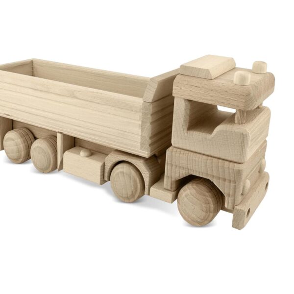 Wooden Dump Truck, Sturdy Solid Wood Toy, Unpainted, Ages 3+ Paint Wooden Cars, Logging Truck, Wooden Toys Handmade in EU No. 60 |Vesplo product image 1