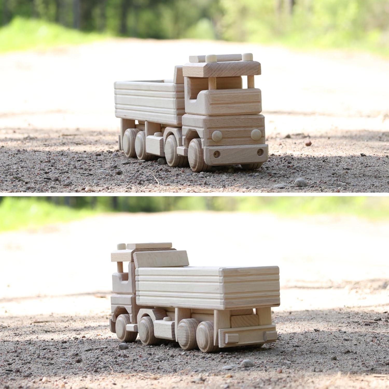 Wooden Dump Truck, Sturdy Solid Wood Toy, Unpainted, Ages 3+ Paint Wooden Cars, Logging Truck, Wooden Toys Handmade in EU No. 60 |Vesplo product image 5