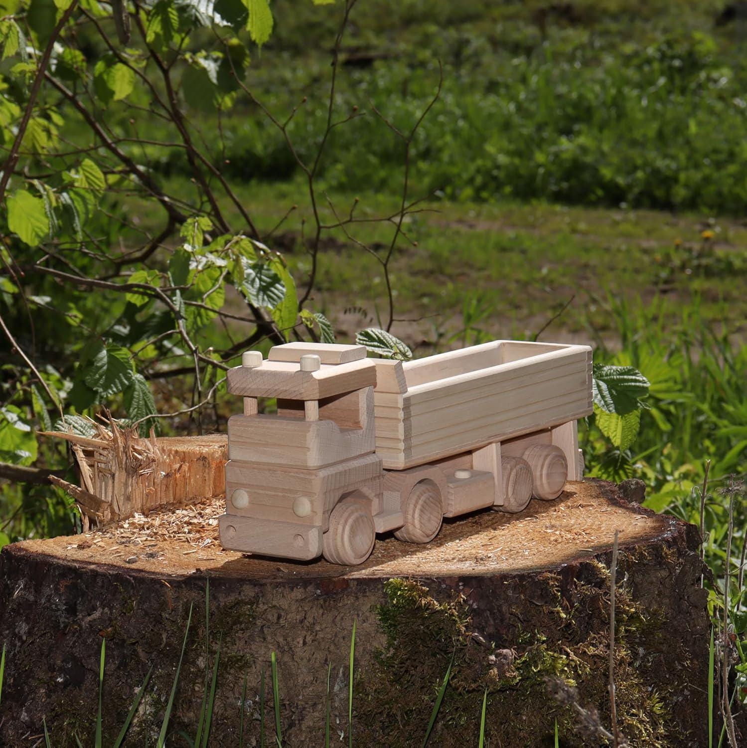 Wooden Dump Truck, Sturdy Solid Wood Toy, Unpainted, Ages 3+ Paint Wooden Cars, Logging Truck, Wooden Toys Handmade in EU No. 60 |Vesplo product image 6