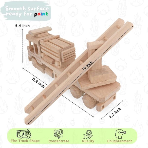 Wooden Fire Trucks - Fire Truck Toys for 3 Year Old Boys - DIY Handmade Toys - Realistic Toys for Boys No. 25 | Vesplo product image 2