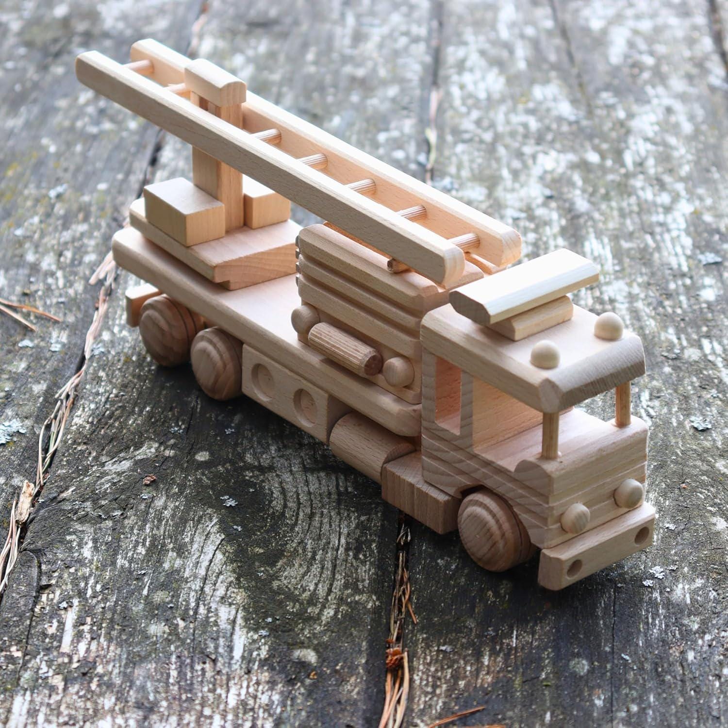 Wooden Fire Trucks - Fire Truck Toys for 3 Year Old Boys - DIY Handmade Toys - Realistic Toys for Boys No. 25 | Vesplo product image 4