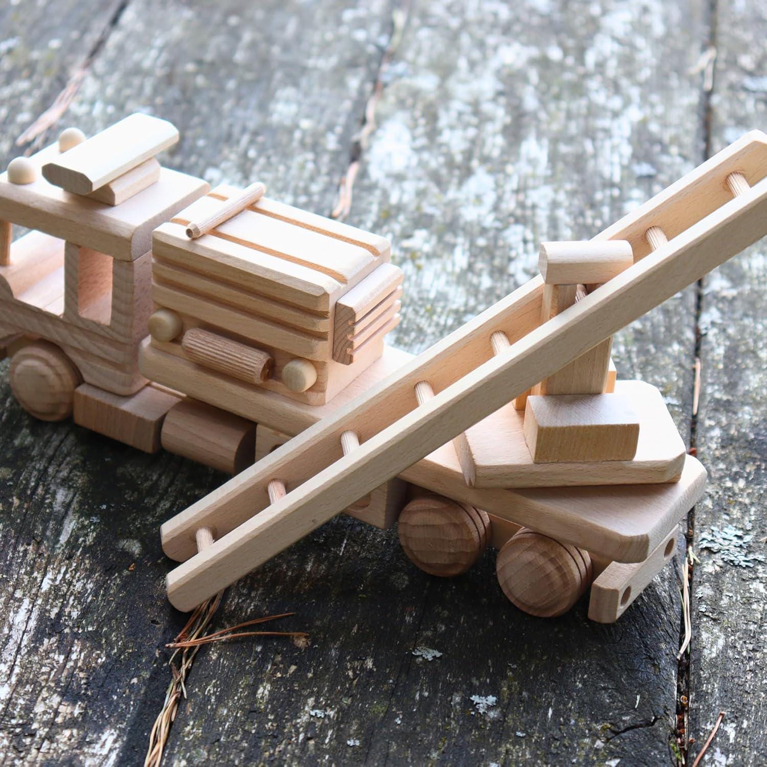 Wooden Fire Trucks - Fire Truck Toys for 3 Year Old Boys - DIY Handmade Toys - Realistic Toys for Boys No. 25 | Vesplo product image 5