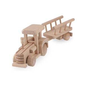 Wooden Tractor with Trailer, Farm Toys for Toddlers, Unfinished Wood Toy for Paint, Preschool Educational Games, Handmade in EU No.8 |Vesplo product image 1