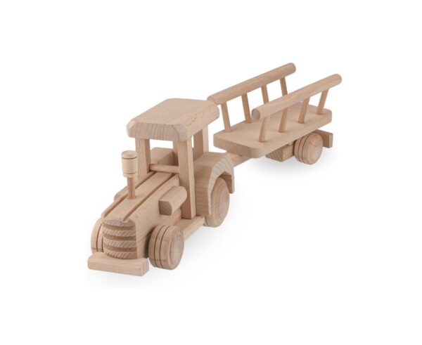 Wooden Tractor with Trailer, Farm Toys for Toddlers, Unfinished Wood Toy for Paint, Preschool Educational Games, Handmade in EU No.8 |Vesplo product image 1