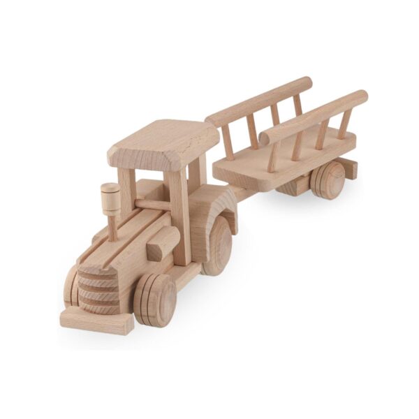 Wooden Tractor with Trailer, Farm Toys for Toddlers, Unfinished Wood Toy for Paint, Preschool Educational Games, Handmade in EU No.8 |Vesplo product image 1