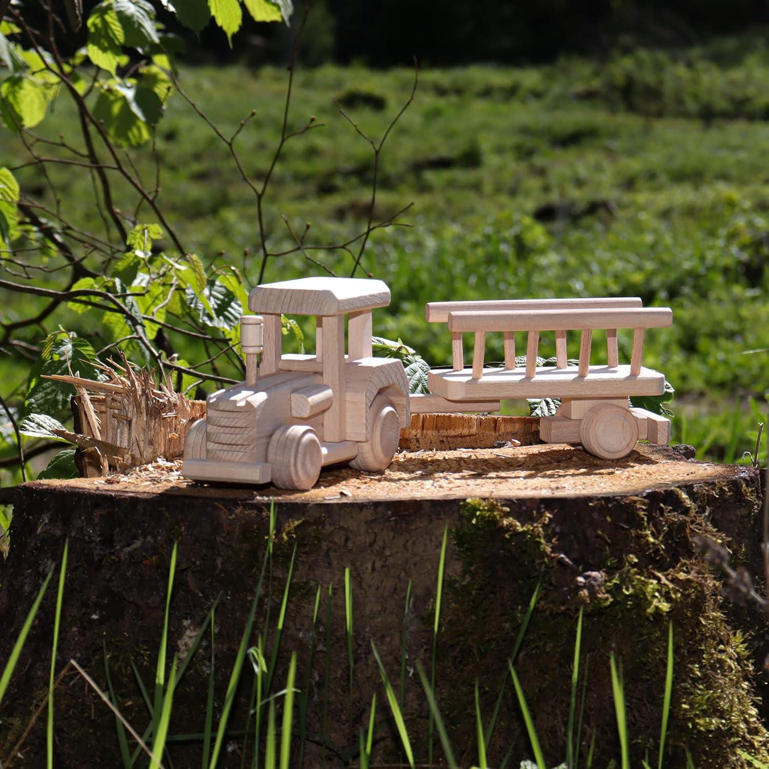 Wooden Tractor with Trailer, Farm Toys for Toddlers, Unfinished Wood Toy for Paint, Preschool Educational Games, Handmade in EU No.8 |Vesplo product image 5