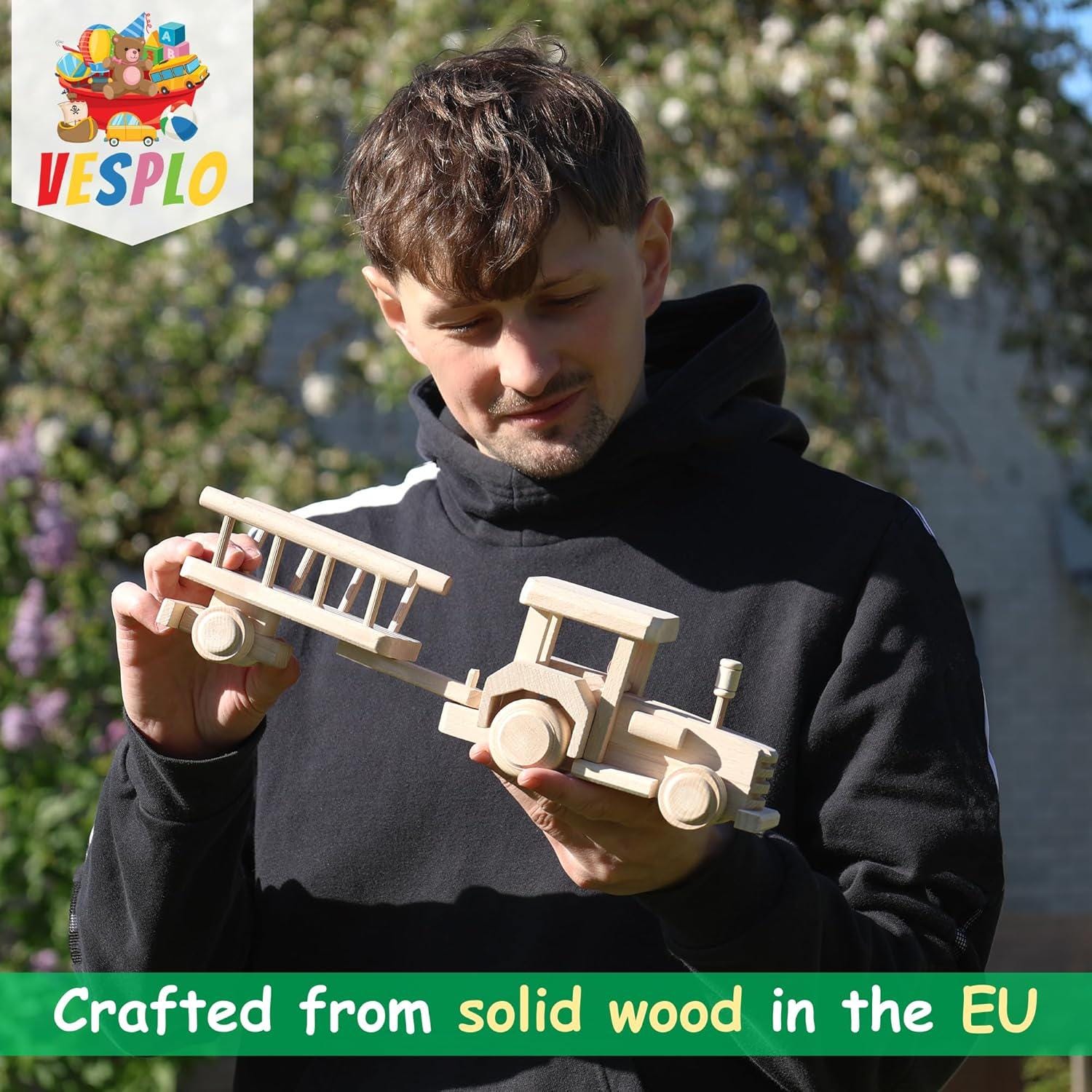 Wooden Tractor with Trailer, Farm Toys for Toddlers, Unfinished Wood Toy for Paint, Preschool Educational Games, Handmade in EU No.8 |Vesplo product image 6