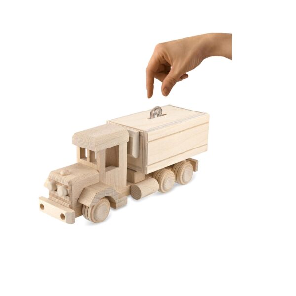 Wooden Truck Piggy Bank, Handmade Wooden Toys, Preschool Wooden Toddler Car & Trucks No. 19 | Vesplo product image 1