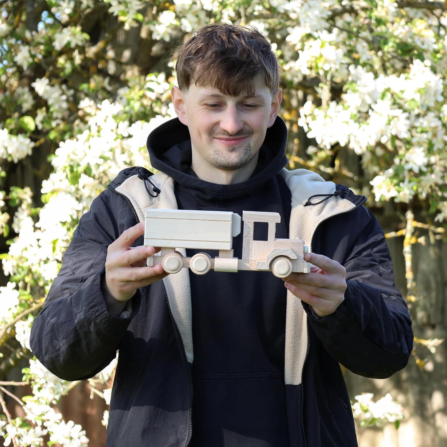 Wooden Truck Piggy Bank, Handmade Wooden Toys, Preschool Wooden Toddler Car & Trucks No. 19 | Vesplo product image 2