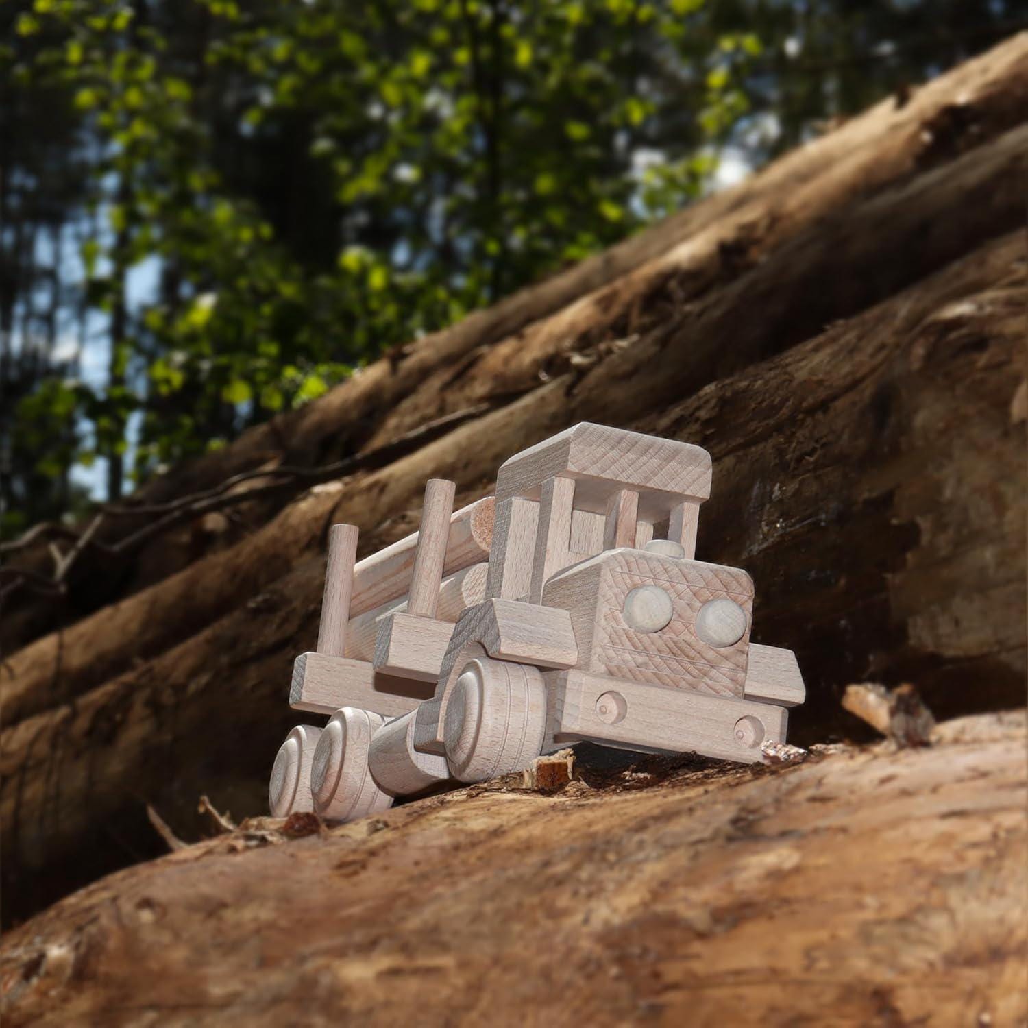 Wooden Truck with Logs, Removable Cargo, Retro Logging American Truck Ready to Paint, Vehicle Toys No. 21 | Vesplo product image 2