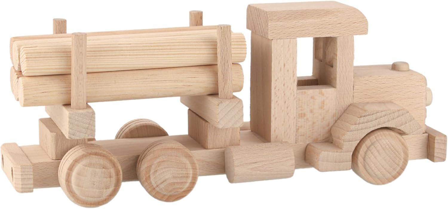 Wooden Truck with Logs, Removable Cargo, Retro Logging American Truck Ready to Paint, Vehicle Toys No. 21 | Vesplo product image 6